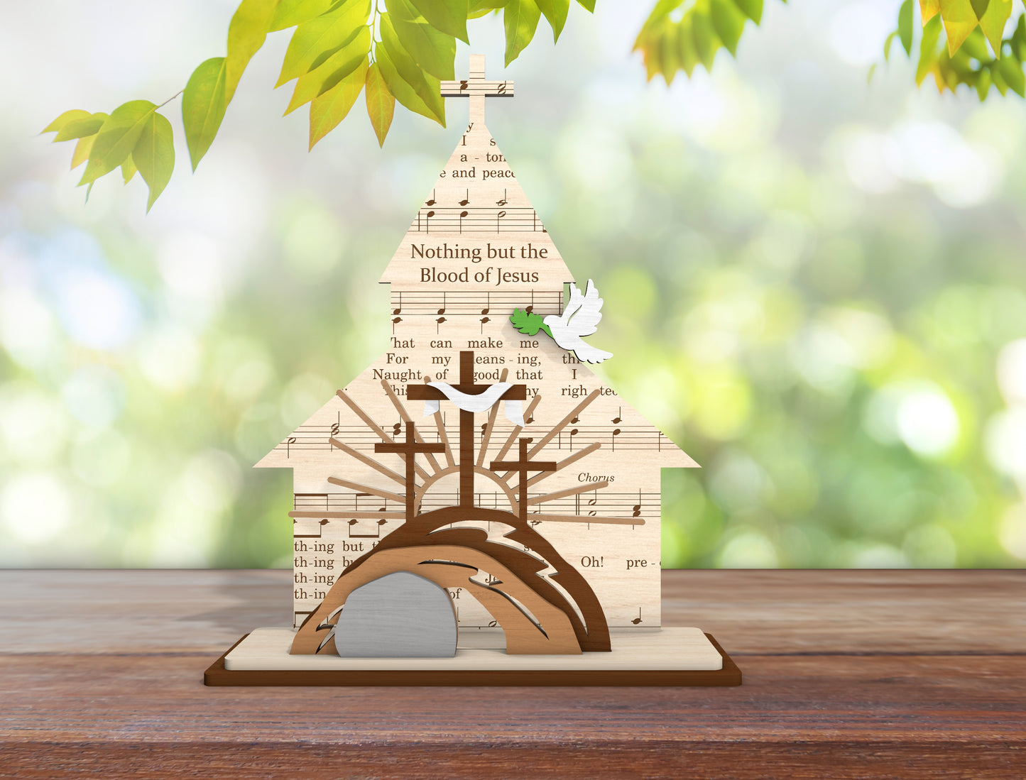 Christian Church Cross SVG Bundle Wooden Church Shape for Glowforge and xTool