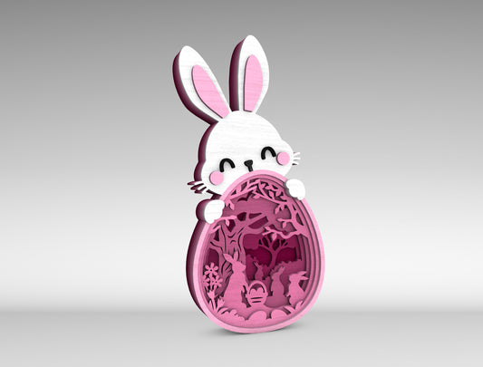 Easter Bunny Egg Multilayer Shadow Box Sign SVG for Glowforge and xTool