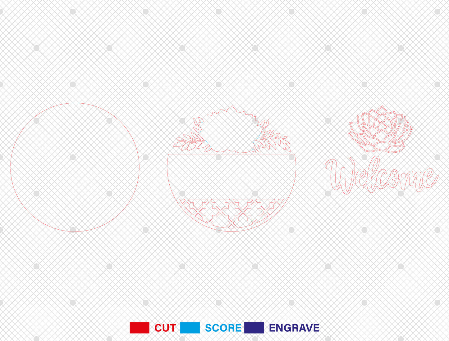 Succulent Welcome Door Sign SVG Laser Cut File for xTool and Glowforge