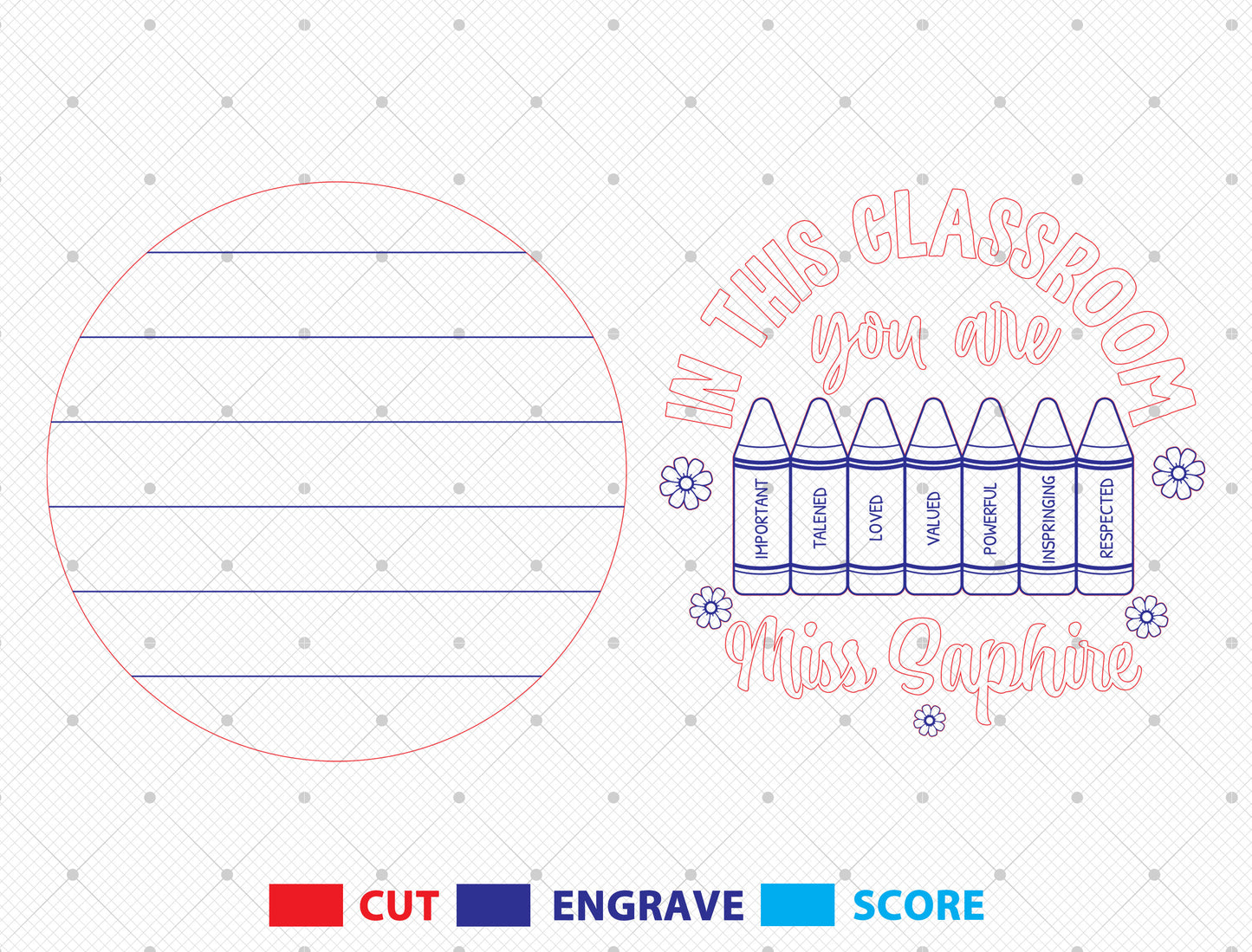 Personalized Classroom Door Sign SVG Laser Cut File for Glowforge and LightBurn