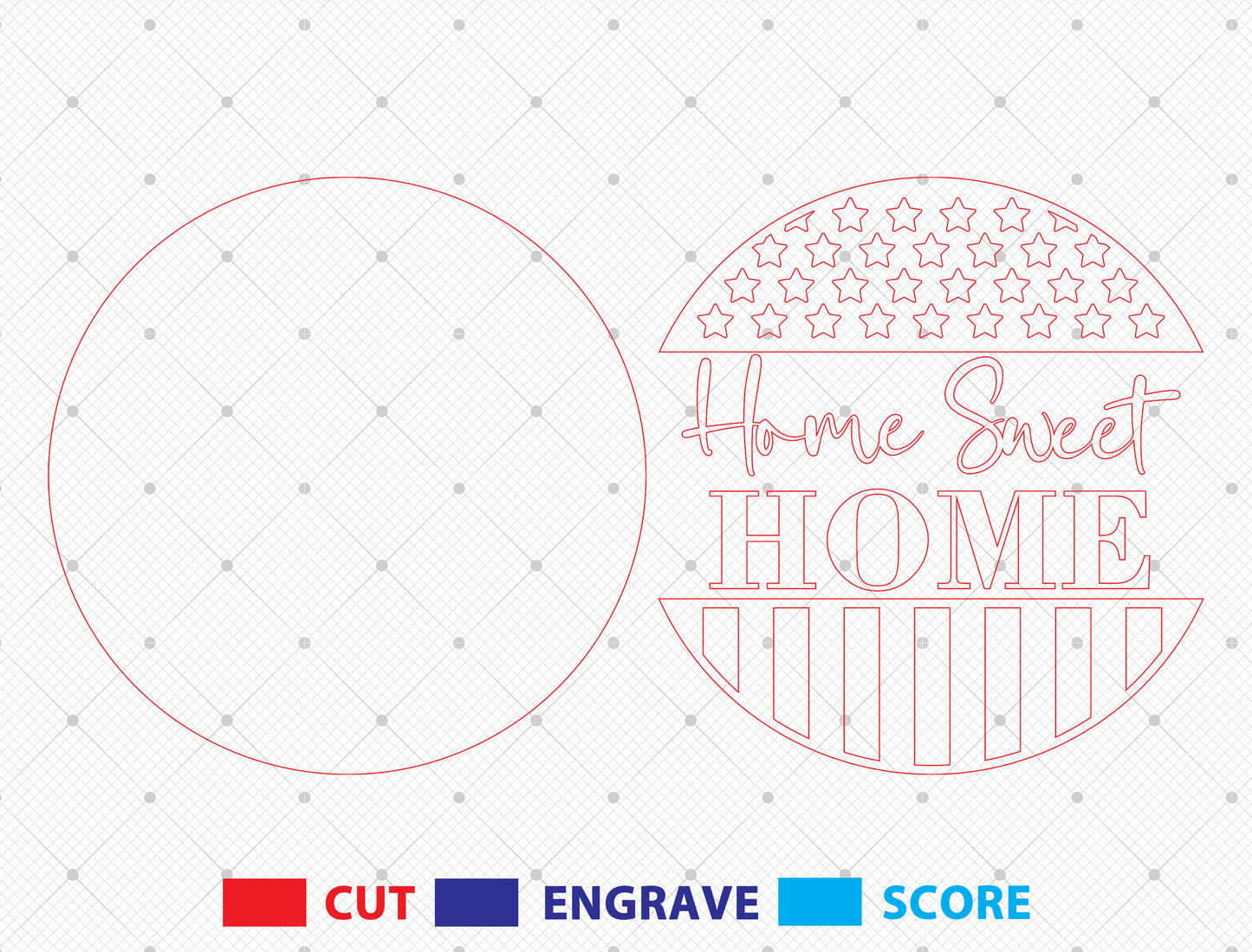 Home Sweet Home Patriotic Door Sign SVG for Glowforge