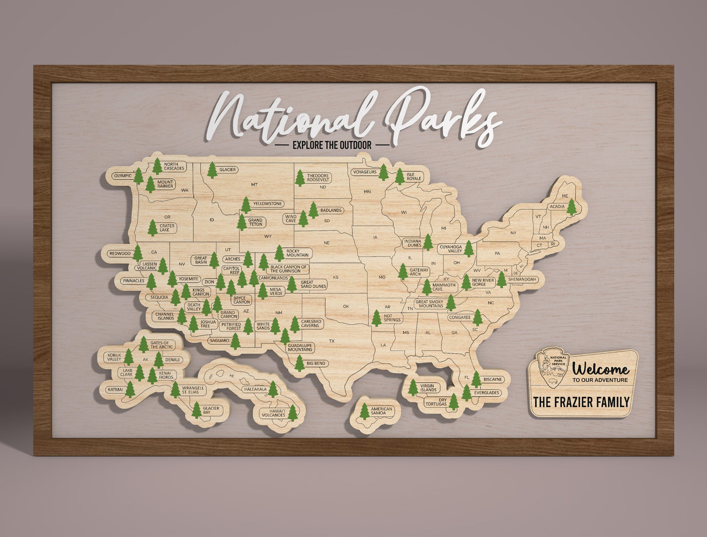 USA National Parks Map SVG Laser Cut File for xTool and Glowforge