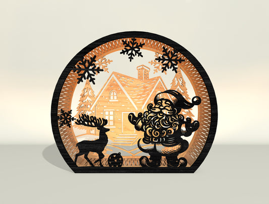 Christmas Santa Scene Lantern Laser Cut File | Ready to Cut | Glowforge, xTool, LightBurn, etc.