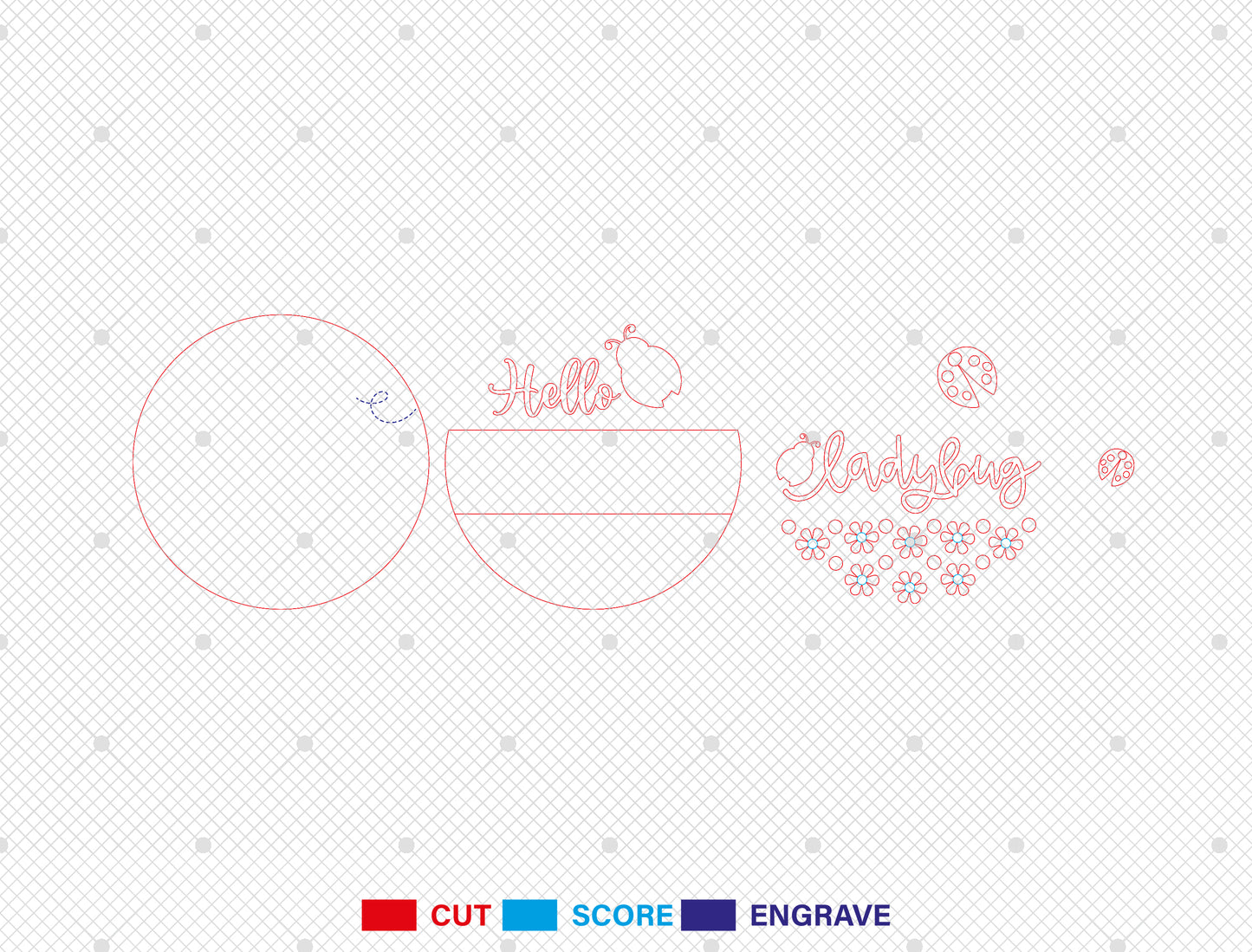 Hello Ladybug Door Hanger SVG for Glowforge