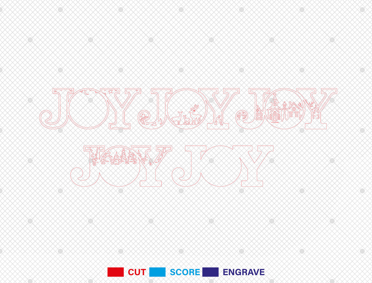 JOY Christmas SVG Multilayer Winter Scene Laser Cut File