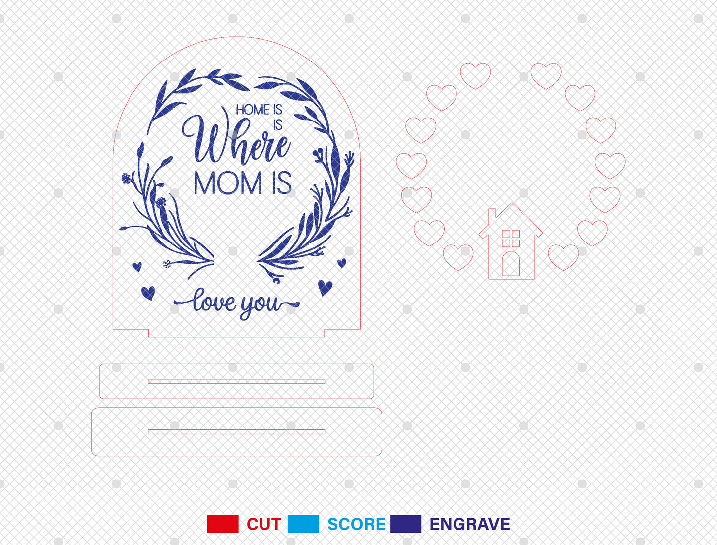 Personalized Mom Sign SVG Home Is Where Mom Is Laser Cut File for xTool and LightBurn