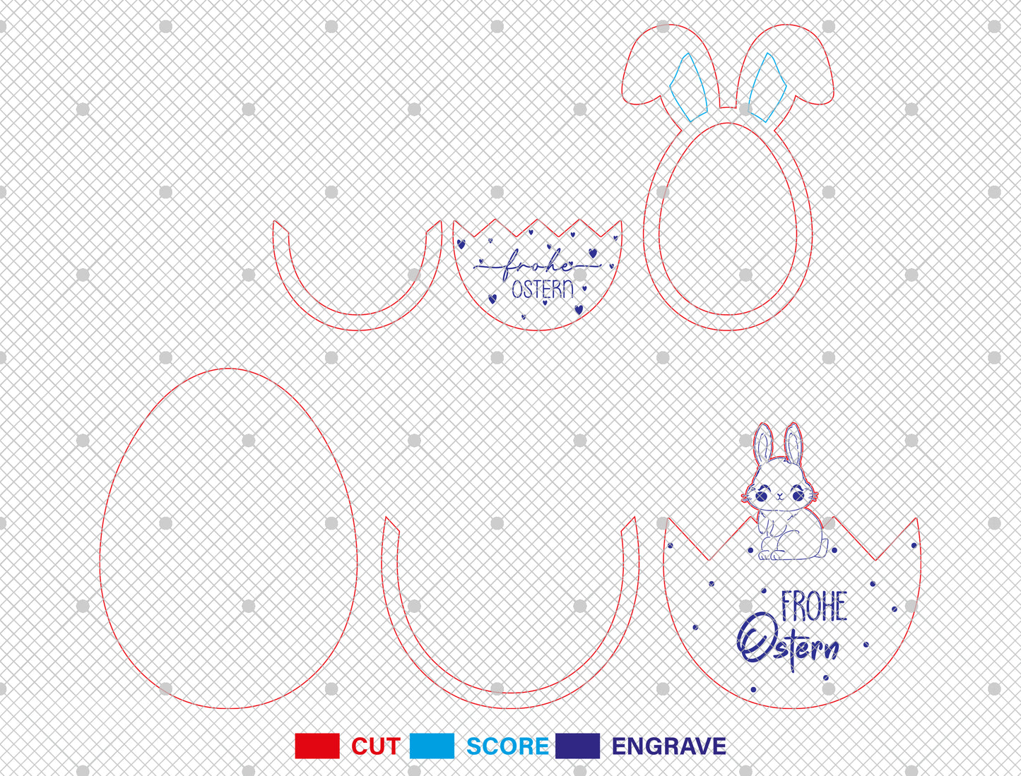 Bunny Money Holder Ornament SVG Easter 13 Designs for Glowforge and xTool