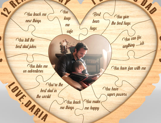 Reasons Why I Love You Dad Heart Sign SVG Laser Cut File for Glowforge