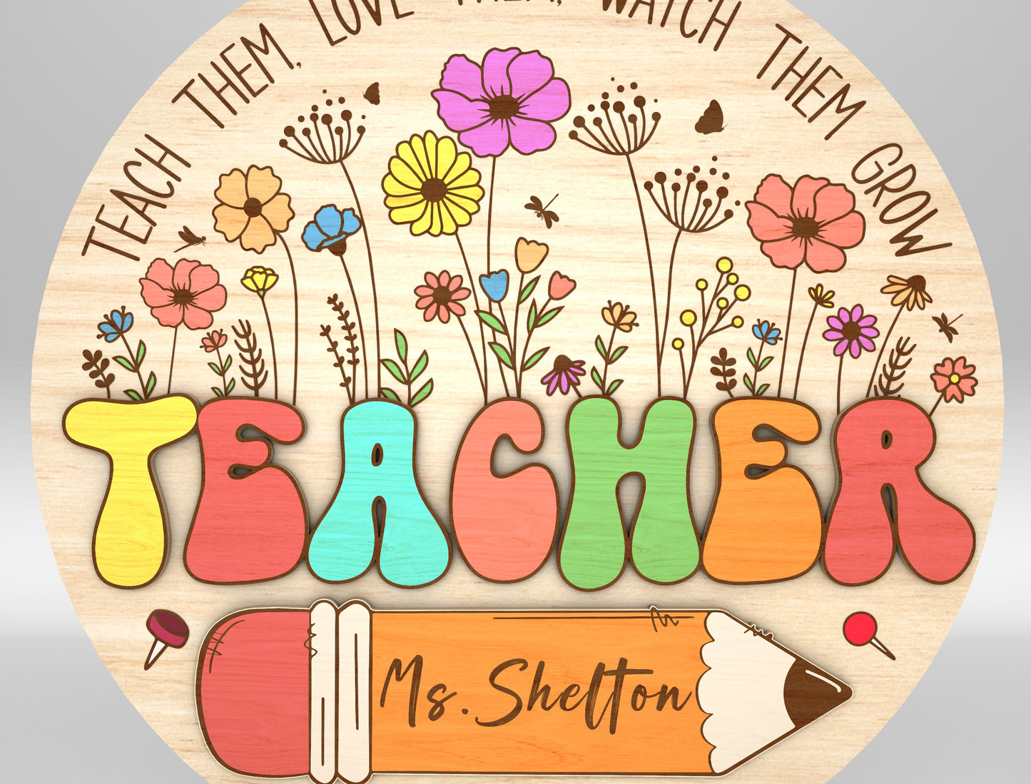 Personalized Teacher Circle Sign SVG for Glowforge and xTool