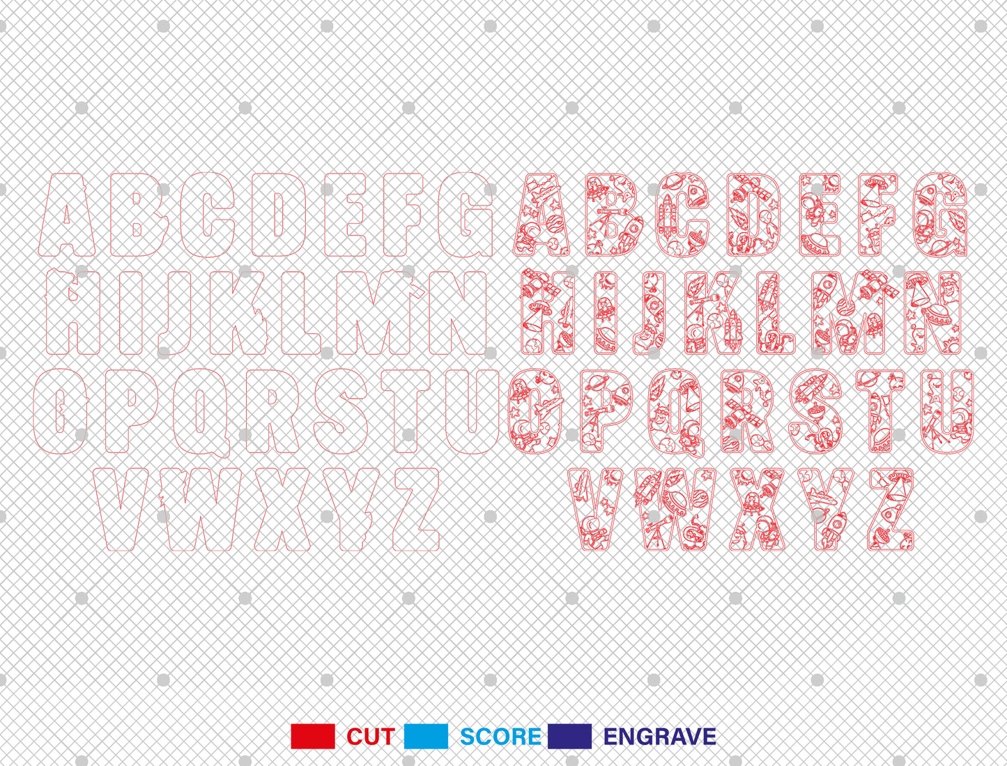 Space Alphabet SVG Bundle for Glowforge and xTool Laser Cut File