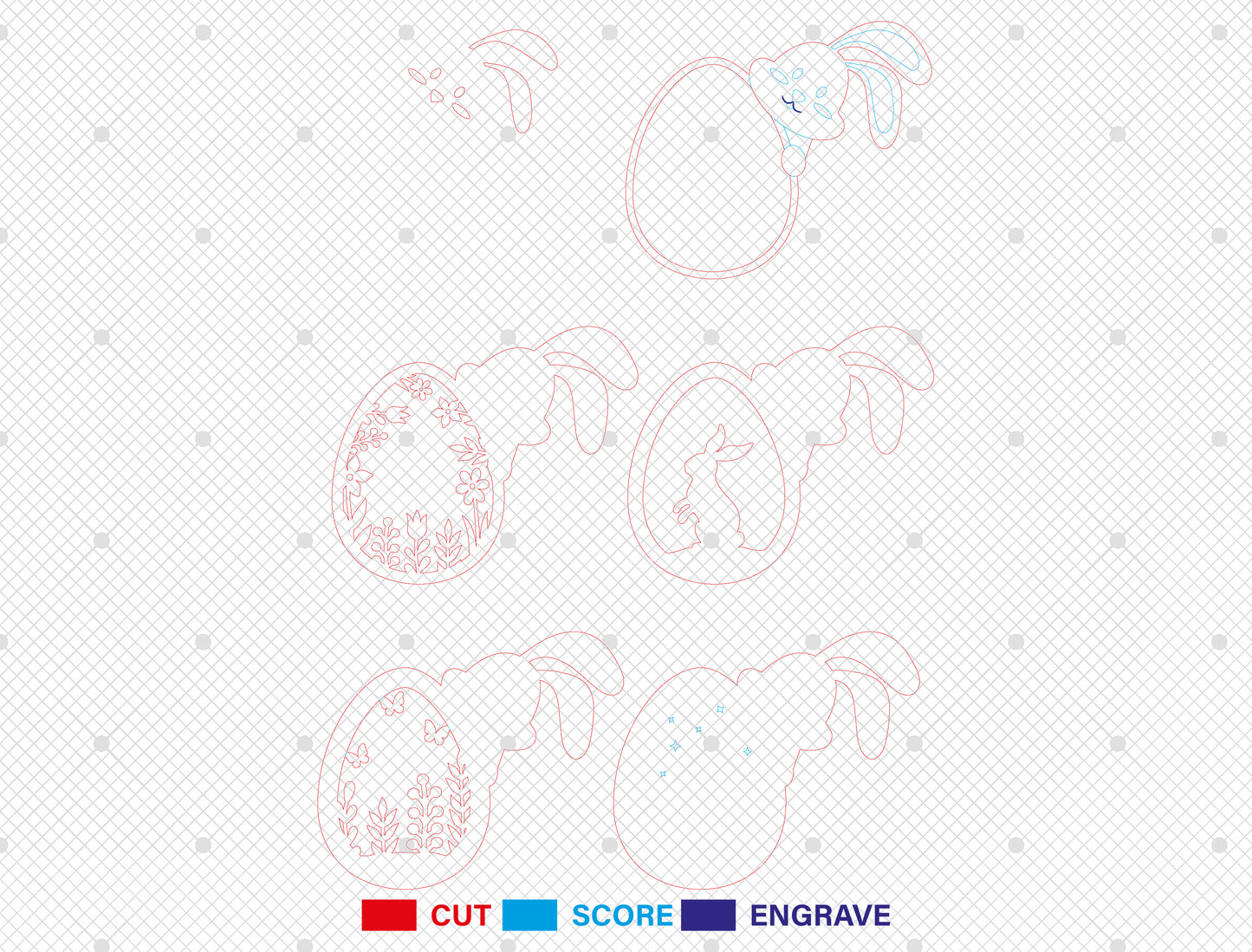 Cute Layered Easter Bunny Egg Sign SVG for LightBurn and Glowforge