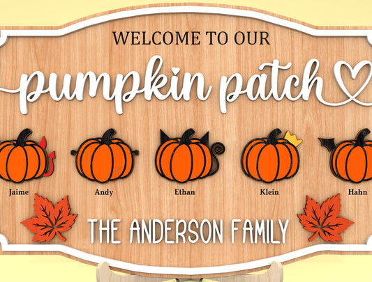 Personalized Pumpkin Patch Family Name Sign SVG for Glowforge xTool LightBurn