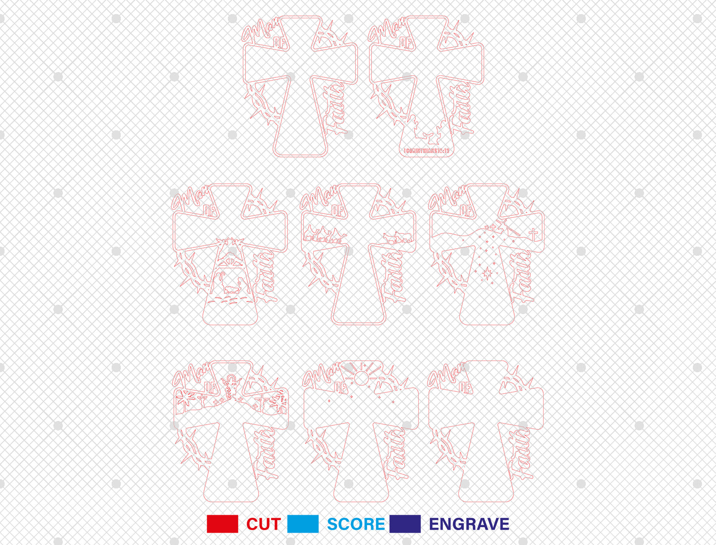 Christian Cross Laser Cut File – Multilayer Faith Wooden Decor – “He Died For Our Sins” Scripture Design