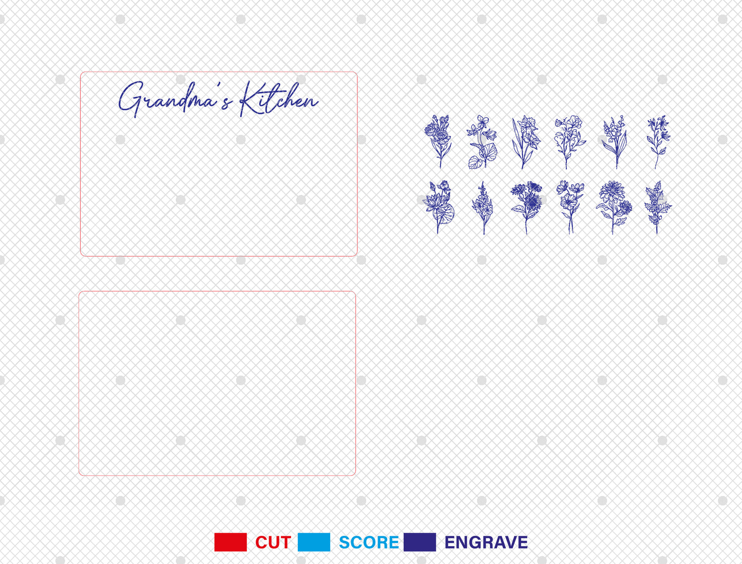 Grandma's Kitchen Birth Month Flower Sign SVG for xTool and LightBurn