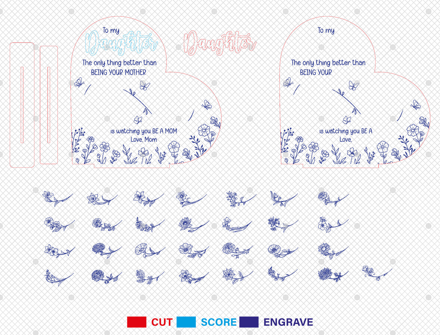 Personalized To My Daughter Birth Month Flower SVG Bundle for Glowforge and xTool