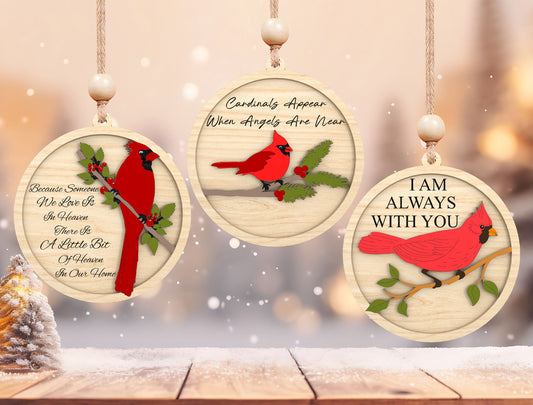 Cardinal Memorial Ornament SVG Bundle for Glowforge and LightBurn