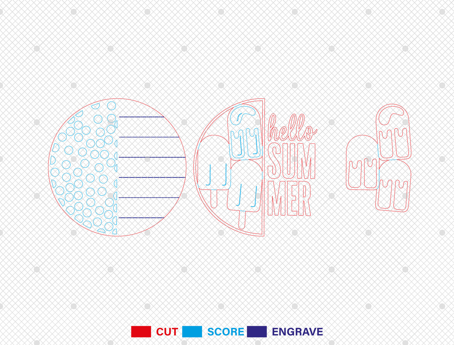 “Hello Summer” Popsicle Door Sign SVG for Glowforge and xTool