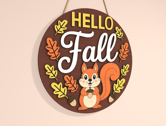 Squirrel Hello Fall SVG Set for Glowforge xTool LightBurn | 2 Designs