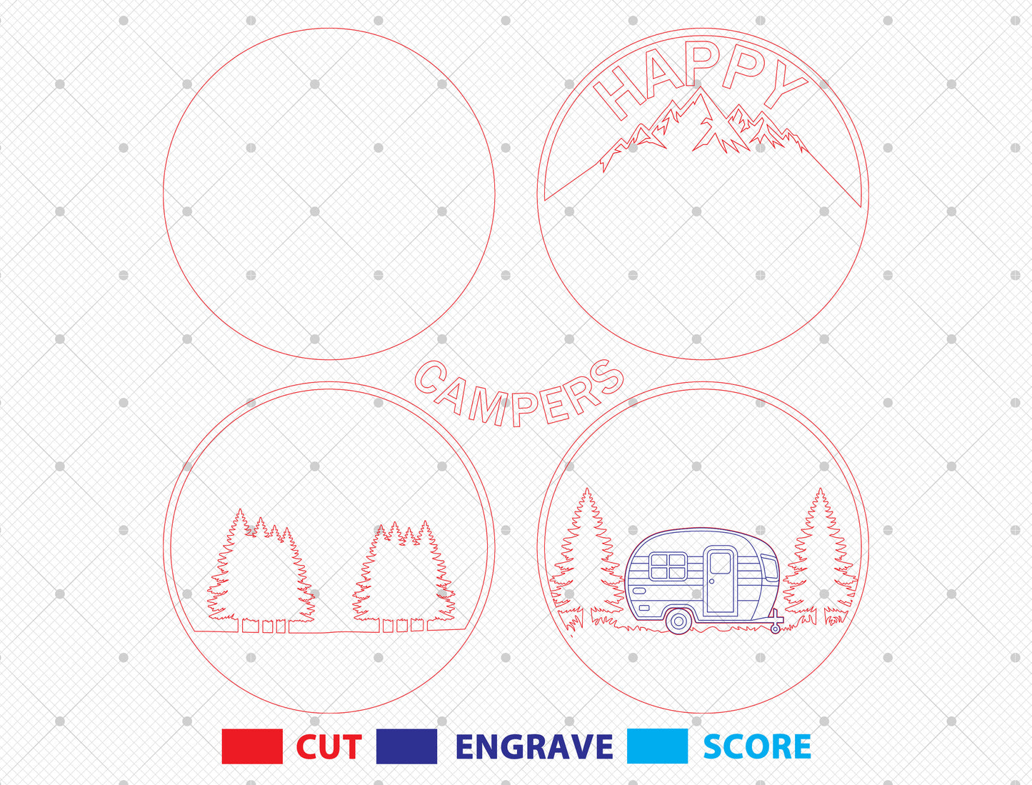 “Happy Campers” Camping Door Sign SVG for Glowforge and xTool
