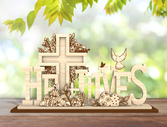He Is Risen Cross and Bunny Decor SVG Bundle for Glowforge and xTool
