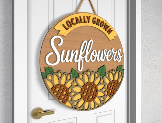 Sunflower Gnome Welcome Sign SVG Laser Cut File for Glowforge and xTool