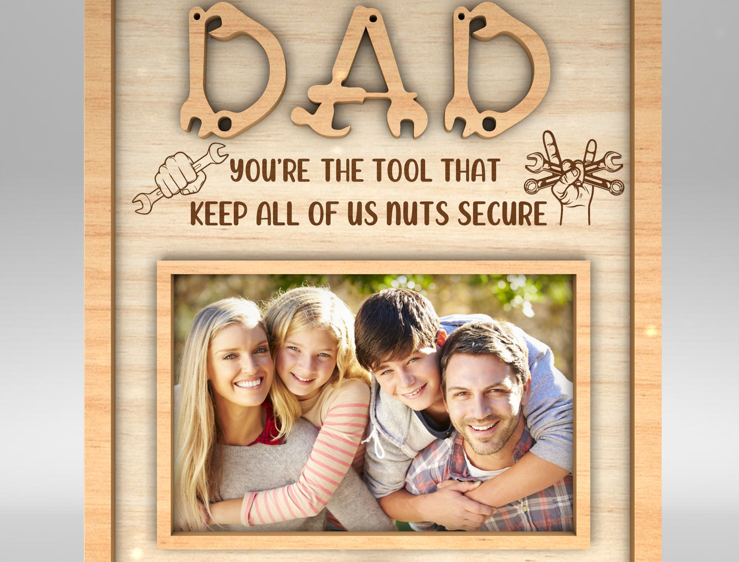 Dad Photo Frame Sign SVG Laser Cut File for xTool and Glowforge