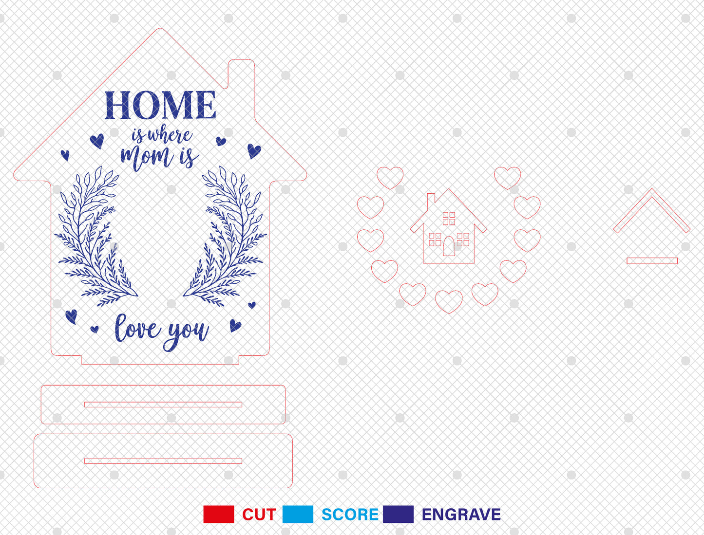Personalized Mom House SVG Home Is Where Mom Is Laser Cut File for Glowforge and LightBurn