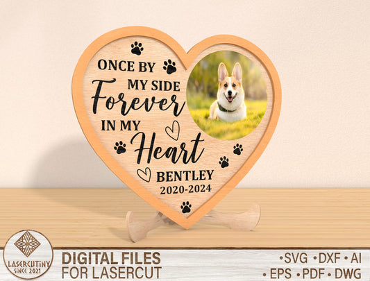 Dog Memorial Heart Photo Sign SVG for LightBurn and Glowforge