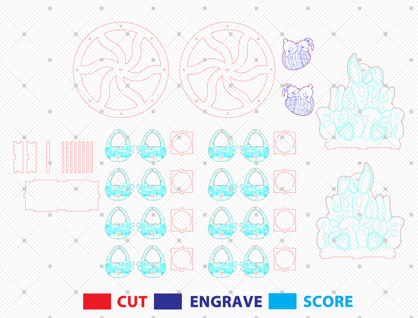 Easter Wheel Spinner SVG Happy Easter Bunny Decor for LightBurn and xTool