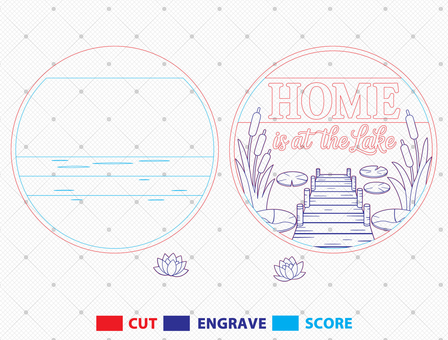 “Home is at the Lake” Door Sign SVG for Glowforge and LightBurn