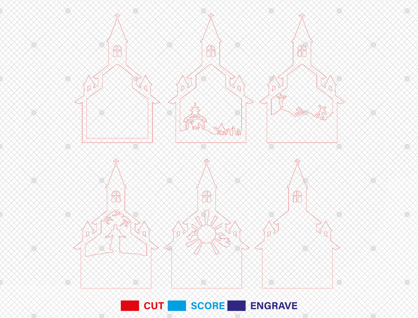 Christian Church Multilayer Jesus Cross Nativity SVG for Glowforge
