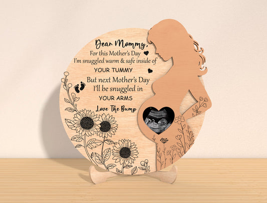 Pregnancy Mother’s Day Photo Frame Laser Cut File | Ultrasound Picture Frame | Expecting Mom Wooden Decor | Glowforge, xTool, LightBurn, etc..