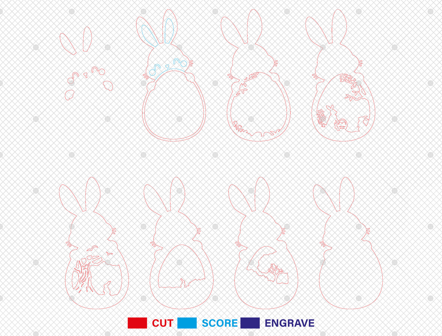 Easter Bunny Egg Multilayer Shadow Box Sign SVG for Glowforge and xTool