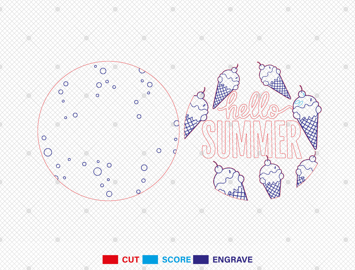 “Hello Summer” Ice Cream Door Sign SVG for Glowforge and xTool