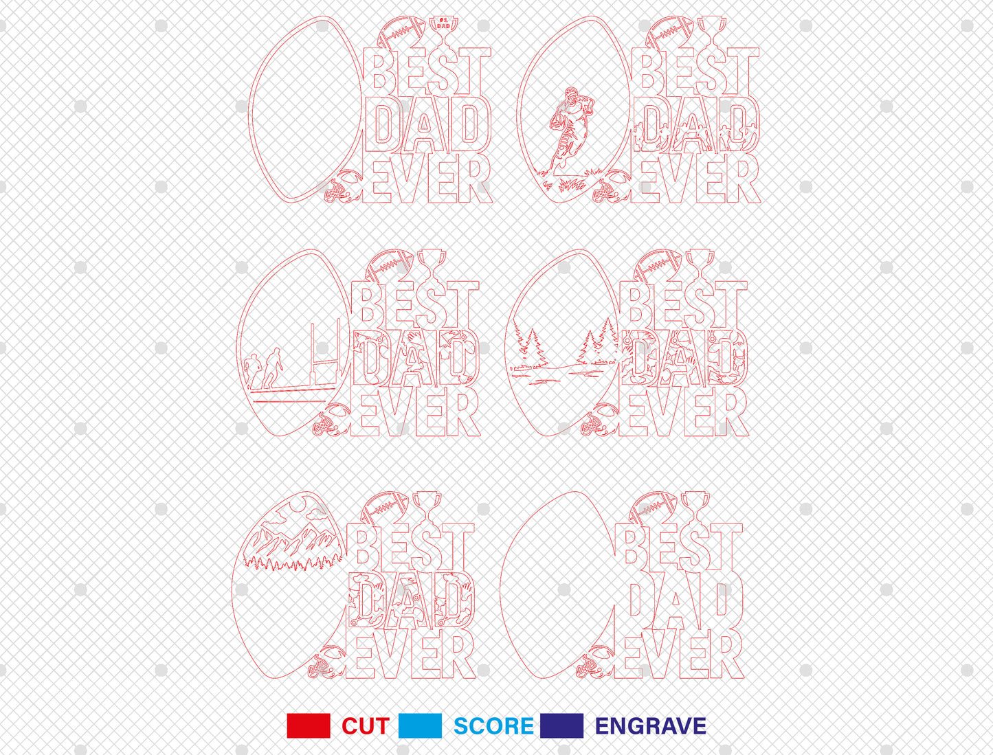 Best Dad Ever Football Multilayer Sign SVG Laser Cut File for Glowforge and xTool
