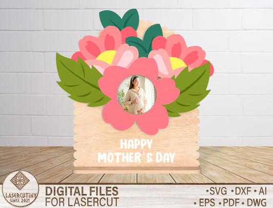 Mother's Day Floral Photo Frame SVG Bundle for xTool and LightBurn