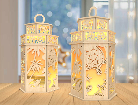 DIY Ocean Lantern SVG Laser Cut File for Glowforge and xTool
