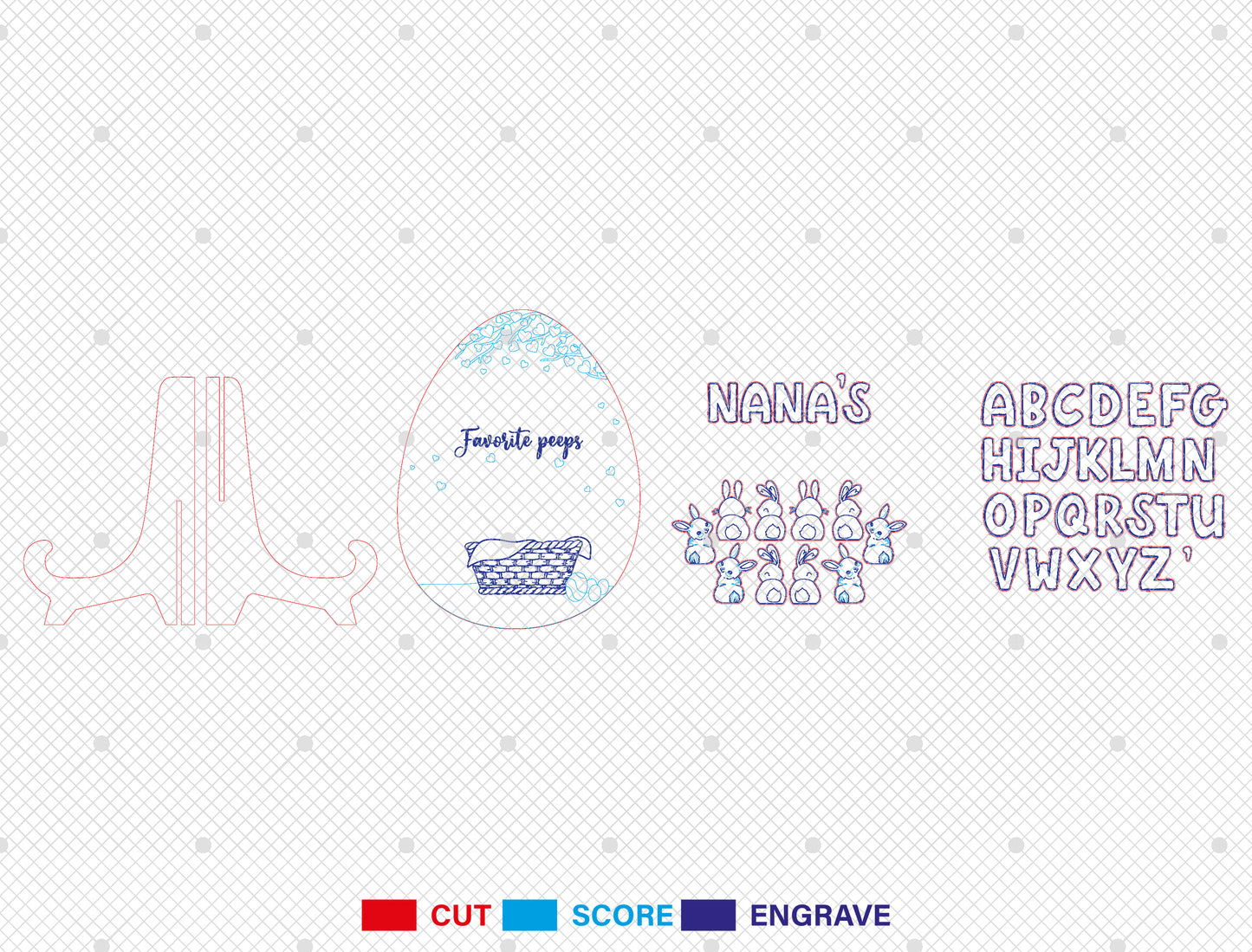 Personalized Bunny Peeps Stand SVG Easter Day Family Name for LightBurn