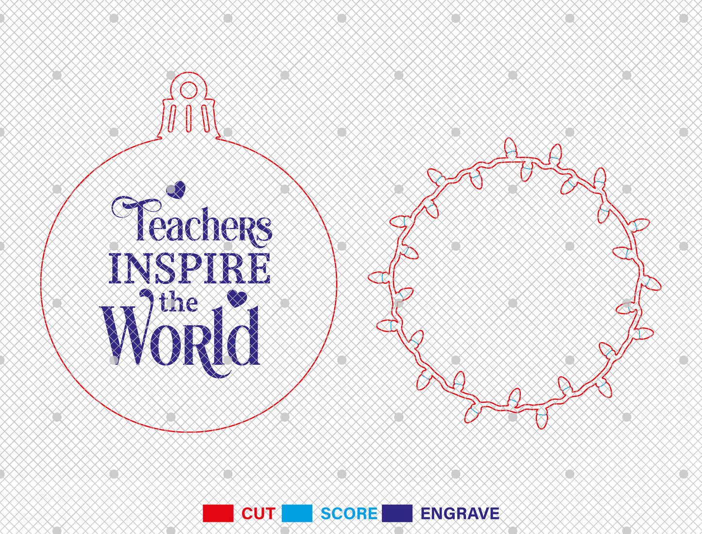 Christmas Teacher Ornament SVG Bundle Laser Cut File for Glowforge and xTool
