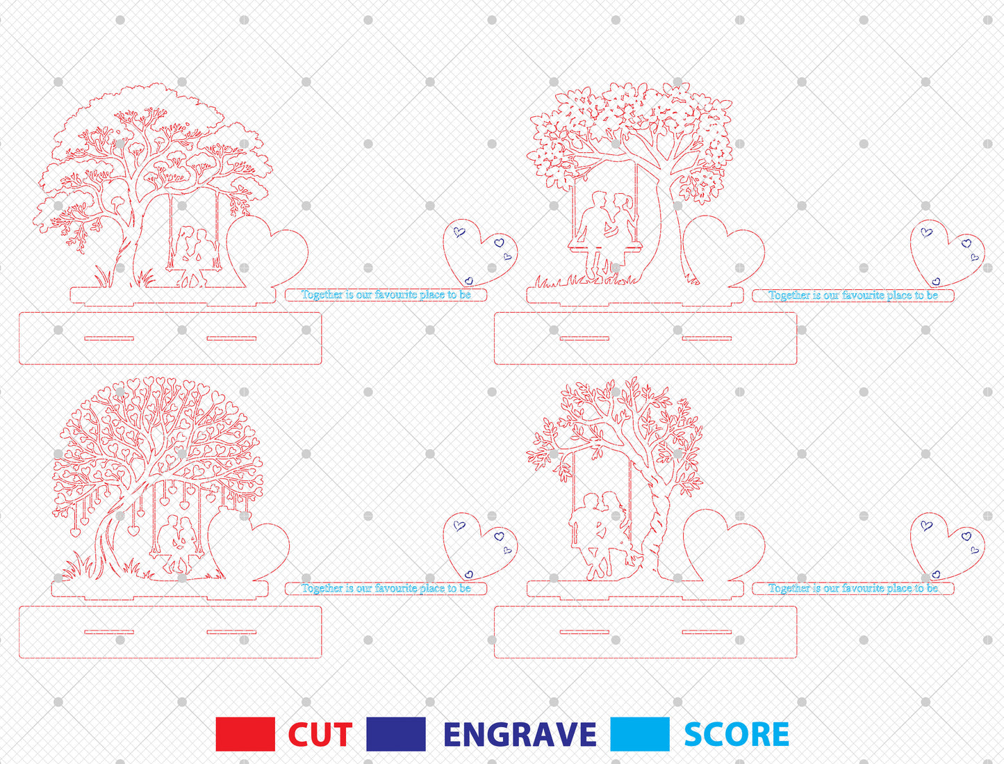 Personalized Couple Tree Tabletop SVG Bundle Laser Cut File for Glowforge and xTool