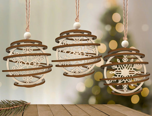 Christmas Snowflake Spiral Ornament Laser Cut File | Ready to Cut | Glowforge, xTool, LightBurn, etc.