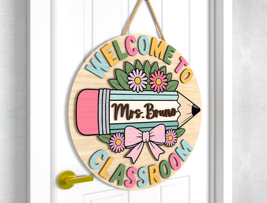Personalized Classroom Door Hanger SVG Laser Cut File for Glowforge and LightBurn