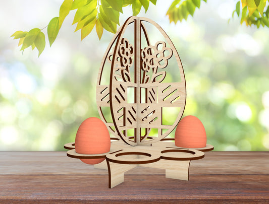 Easter Egg Holder Basket Stand SVG Bunny Floral Design for Glowforge and xTool
