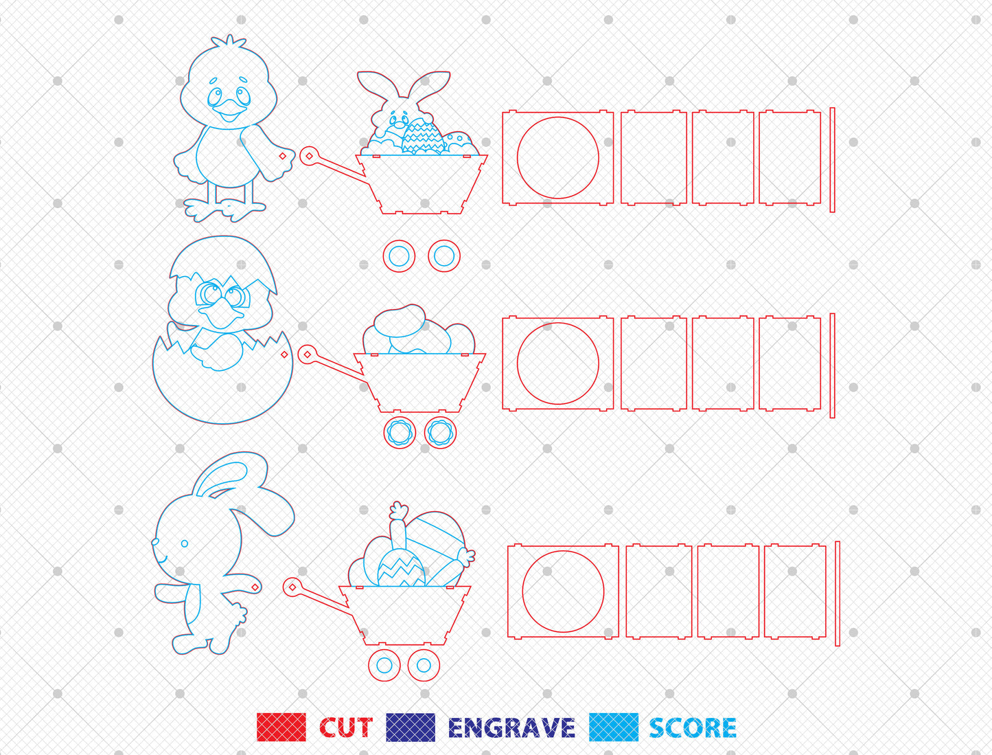 Easter Chick Bunny Basket SVG Spring Egg Holder for LightBurn and xTool