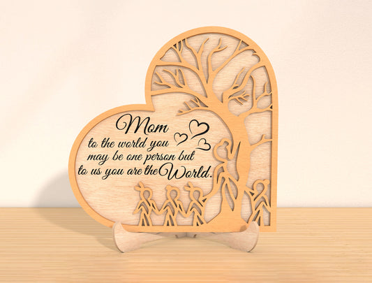 Personalized Mom Family Tree Heart Sign SVG for Glowforge and xTool