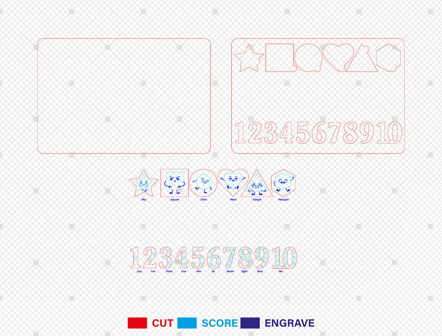 Shape and Number Name Puzzle SVG for xTool and Glowforge