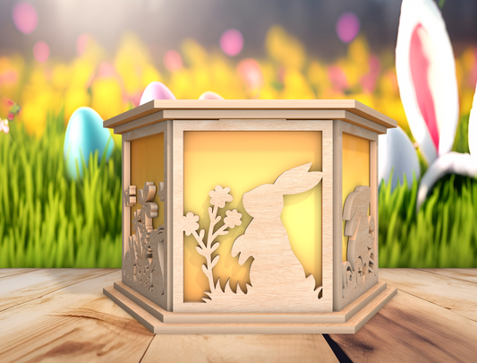 Easter Bunny Lantern Decor SVG Spring Bunny Light for LightBurn and xTool
