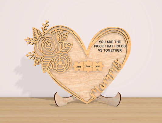 Mom Rose Heart Sign SVG Bundle 5 Designs for LightBurn and xTool