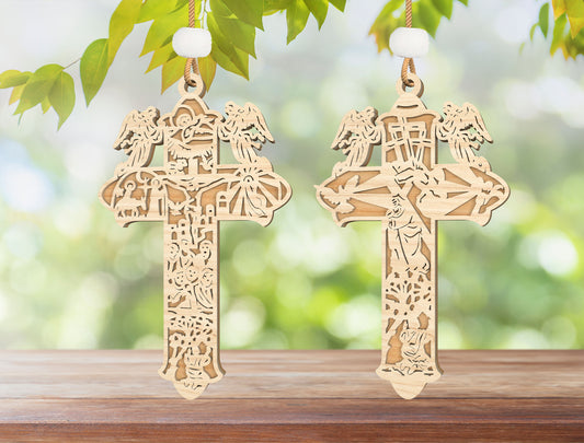 Christian Cross Ornament Multilayer SVG Bundle Religious for Glowforge and xTool