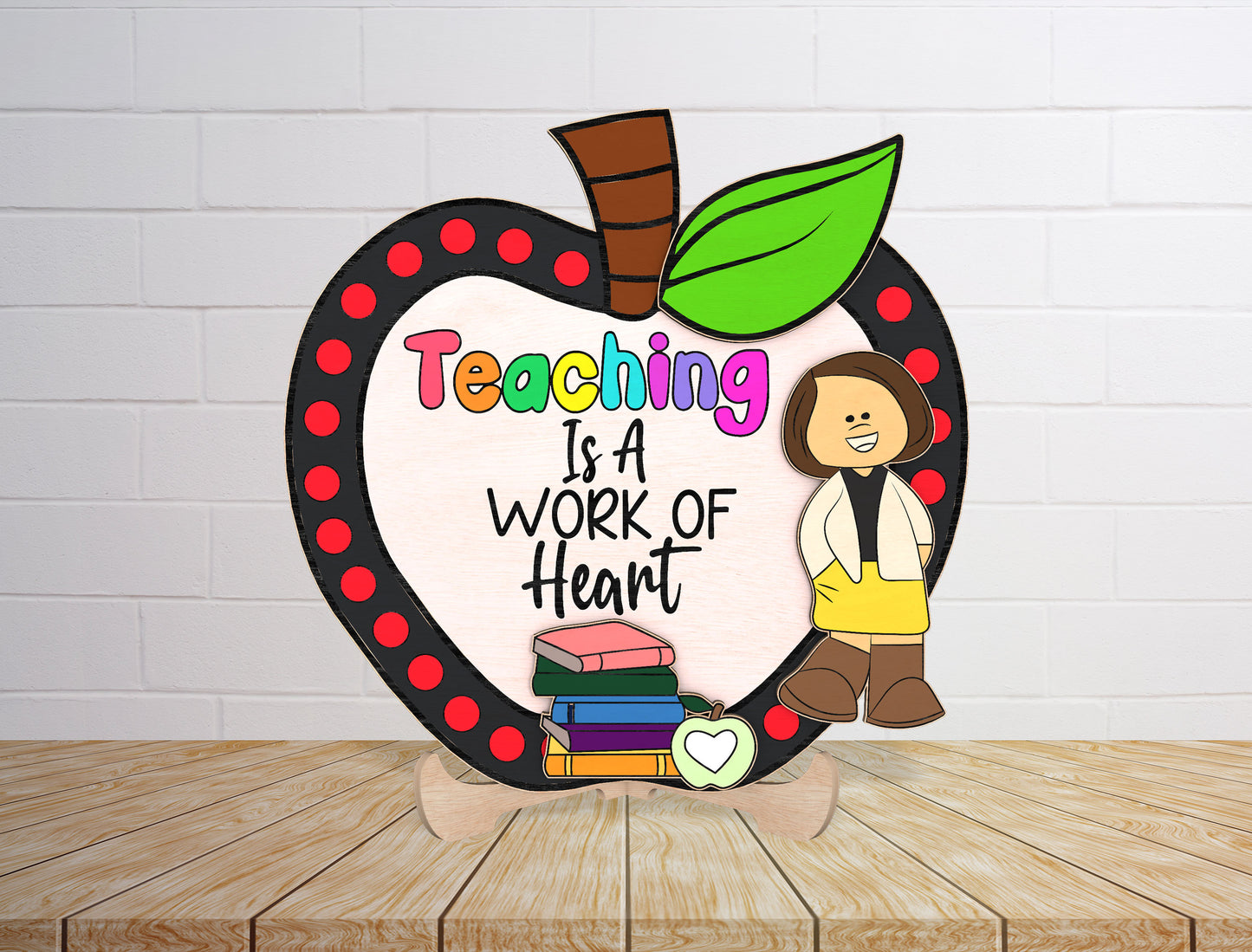 Teacher Apple Tabletop Sign SVG Laser Cut File for LightBurn